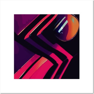 Pink Purple Orange Abstract Geometric Pattern Posters and Art